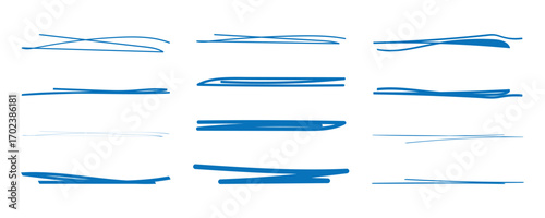 grunge lines underline hand drawn highlighting elements. rough brush stripes, doodle scribbles vector
