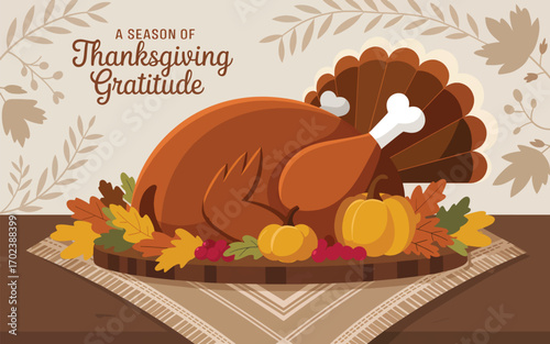 Happy Thanksgiving background flat vector illustration