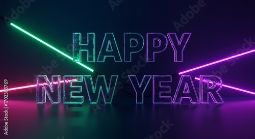 Crystal glass 3D lettering  Happy New Year