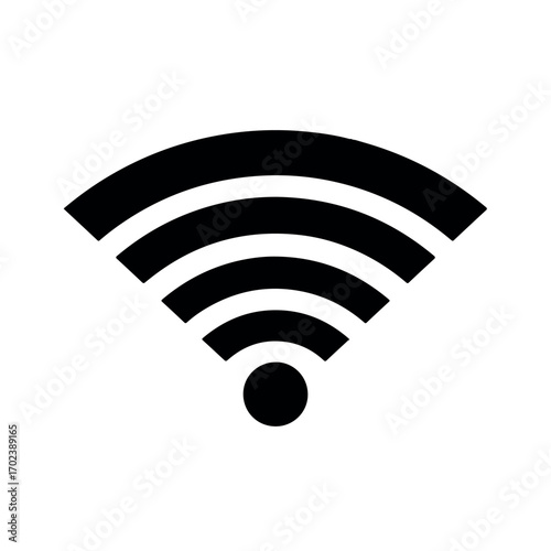 Black Wi-Fi Signal Vector Icon - Modern Flat 2D Wireless Network Connectivity Symbol Silhouette for Digital Design on White