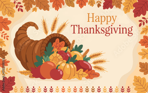 Happy Thanksgiving background flat vector illustration