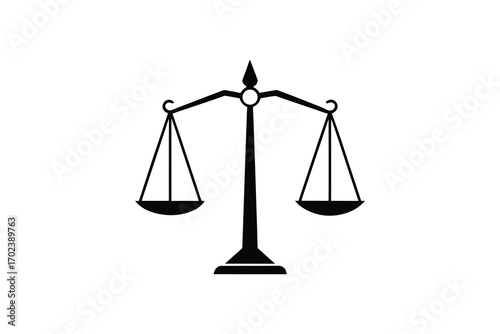 justice scales balanced evenly depicted in black silhouette