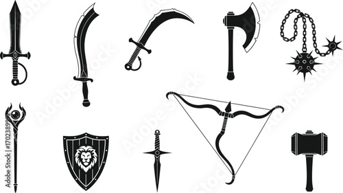 Medieval weaponry vector illustration 