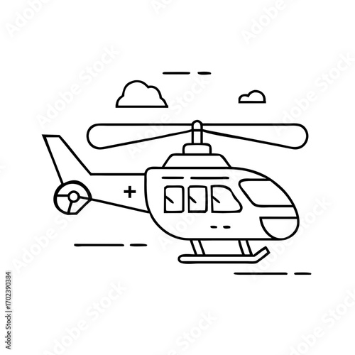military medical helicopter flying in the sky