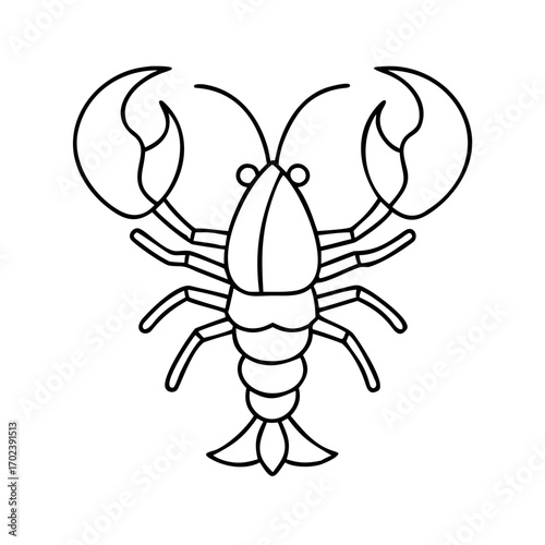 Seafood Logo with Lobster, Top View Vector
