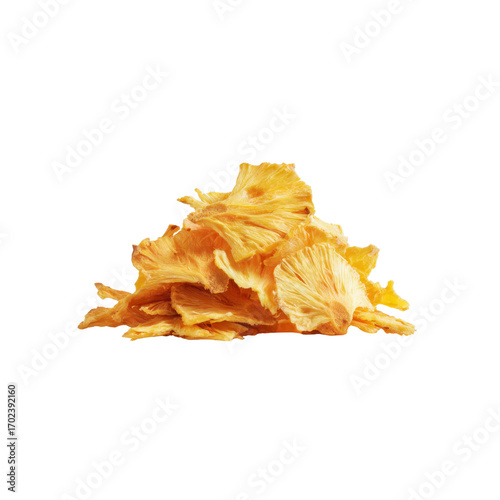 Dehydrated Pineapple Slices - Golden Yellow Dried Pineapple Chunks Isolated on White Background