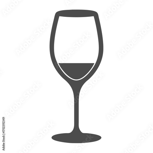 Simple silhouette of a wine glass with red wine