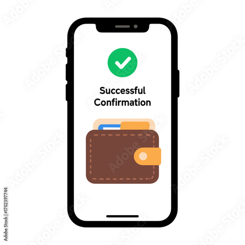 Successful Mobile Payment Confirmation with Digital Wallet on Smartphone Screen Illustration
