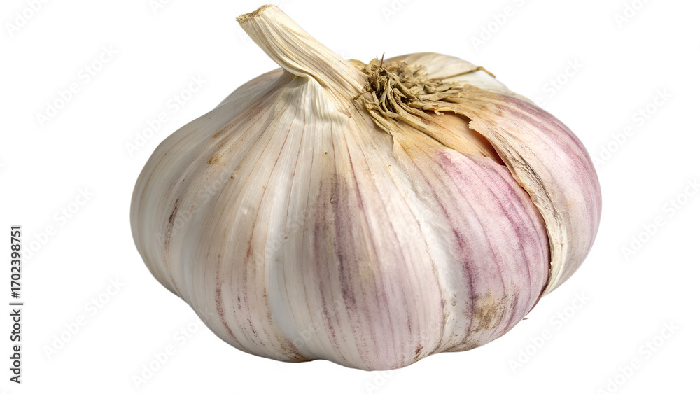 Obraz premium Fresh garlic bulb close-up for cooking or health themes