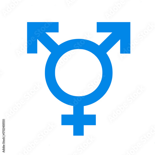 Blue Transgender Symbol Illustration on White Background Representing Gender Identity and Equality