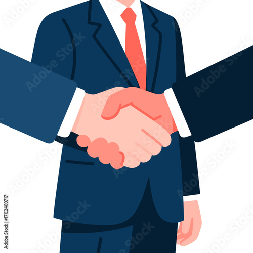 Successful Business Deal: Illustration of a Handshake Between Two Businessmen in Suits, Representing Agreement and Partnership