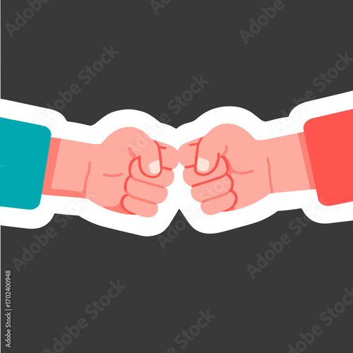 Illustration of Two Fists Bumping in Agreement, Collaboration, or Celebration on a Dark Background