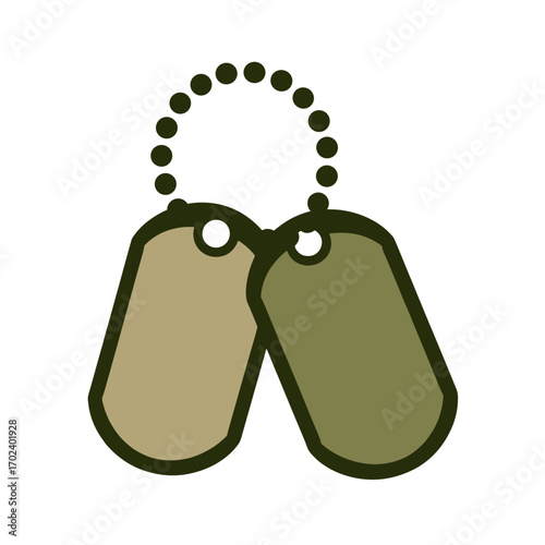 Military Dog Tags with Chain Illustration, Symbol of Service and Remembrance for Veterans