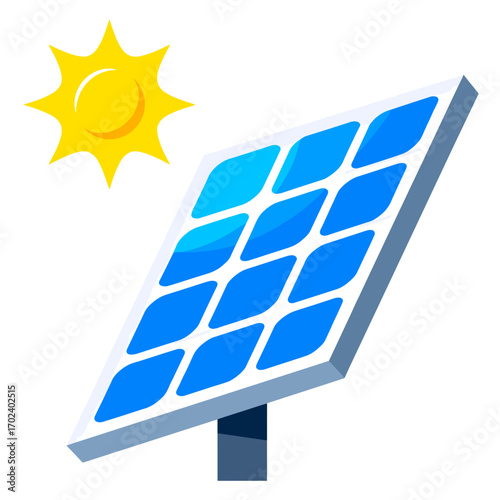 Illustration of Solar Panel Generating Clean Energy from the Sun, Promoting Sustainability and Renewable Resources