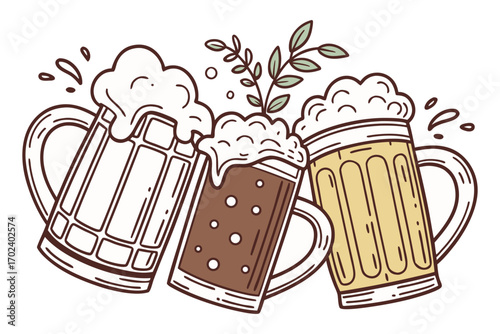 Elegant Oktoberfest composition with blackboard style, beer festival, beer party, beer mug,