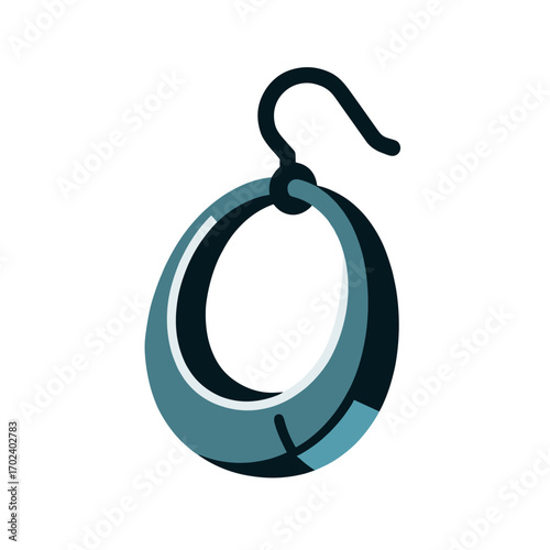 Elegant Blue Hoop Earring with Hook, Fashionable Jewelry Accessory Illustration for Women