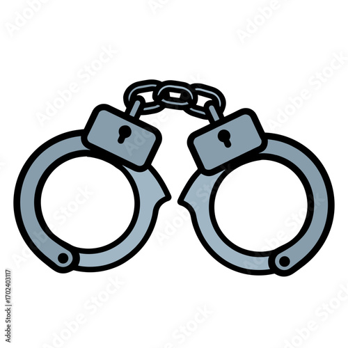 Cartoon Handcuffs Illustration: Symbol of Law Enforcement, Crime, and Justice in Flat Design