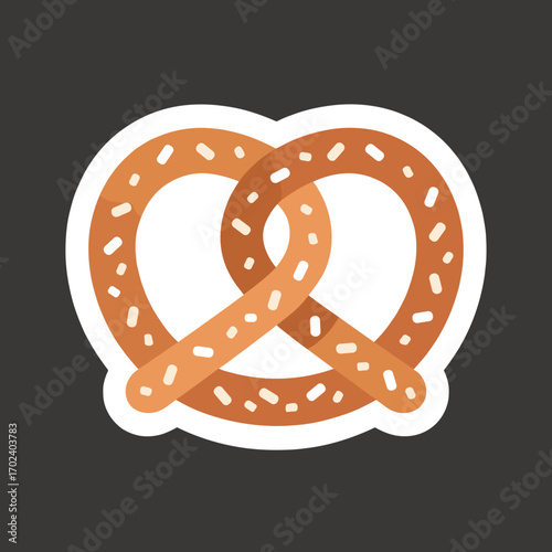Stylized Pretzel with Sprinkles Vector Illustration on Dark Background, a Delicious Snack
