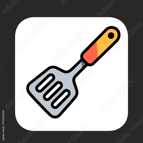 Spatula Kitchen Utensil Vector Illustration with Yellow and Orange Handle on White Background