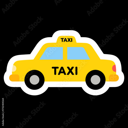 Cartoon Yellow Taxi Cab Illustration with Simple Design on a Black Background