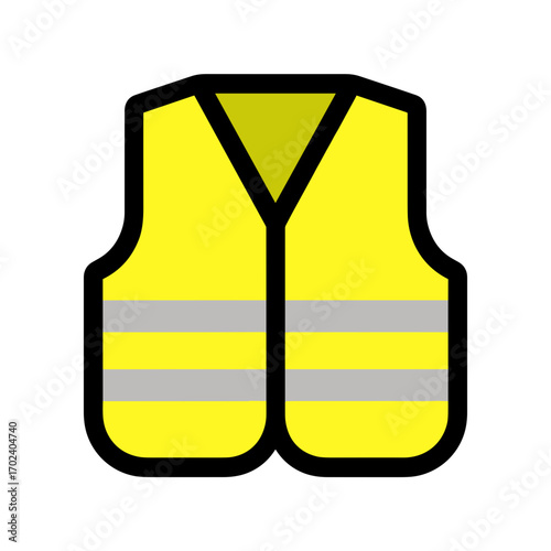 High Visibility Reflective Safety Vest Icon Illustration for Workplace Safety and Traffic Control