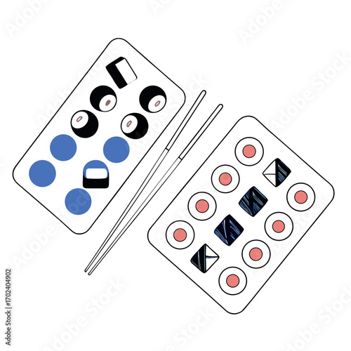 A red and blue blister pack of pills rests on an abstract background next to a game controller icon