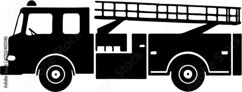 vector illustration Fire Truck with Ladder Icon, isolated on white