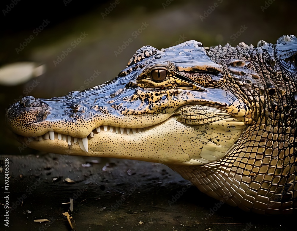 Obraz premium Close-up of an alligator's head