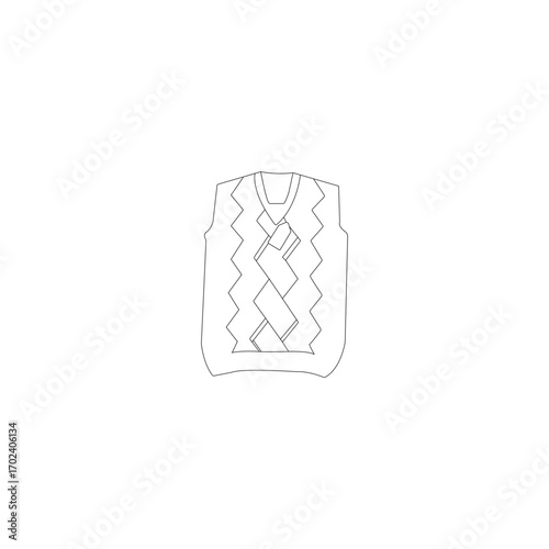 Simple, outlined vector graphic of a patterned vest, perfect for fashion design, apparel catalogs, or website illustrations.