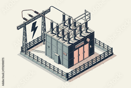 Power Substation Illustration
