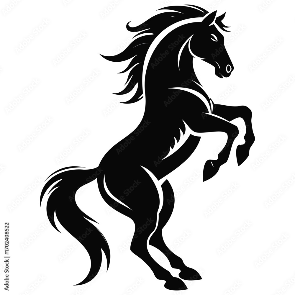 Obraz premium Rearing Horse Silhouette