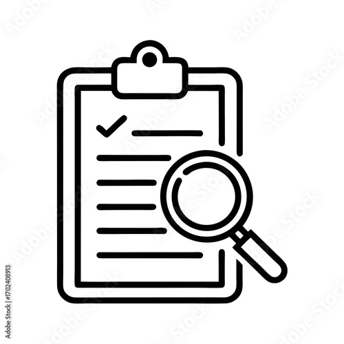 clipboard with magnifying glass