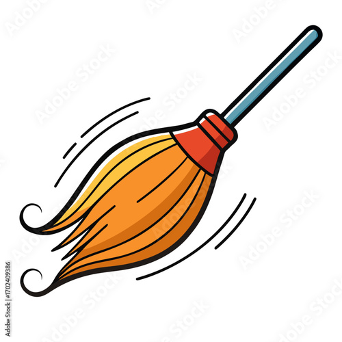 illustration of a brush and a broom