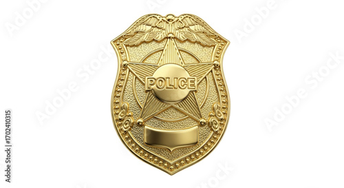Golden police badge with eagle and shield emblem