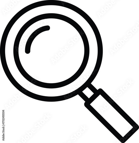 Simple Magnifying Glass Icon in Black and White Sleek Minimalist Design for Search Discovery and Zoom Functionality Perfect for User Interfaces