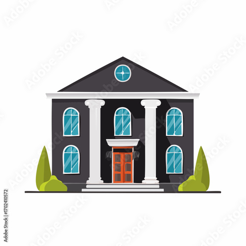Classical building vector stately home with columns and arched windows architecture facade high quality professional
