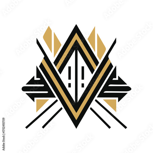 Elegant deco inspired geometric fashion logo design symbol abstract artistry vector