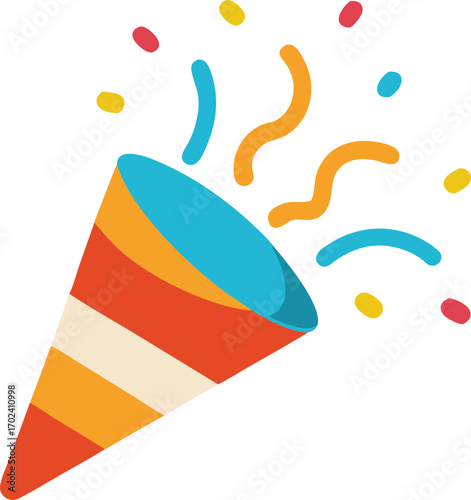 Cartoon emoji of birthday confetti explosion