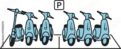 Designated Parking Area for Scooters and Electric Kick Scooters