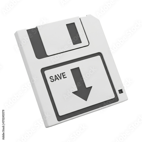 Floppy disk save icon storage data technology retro vintage computer media file backup obsolete archive on transparent background