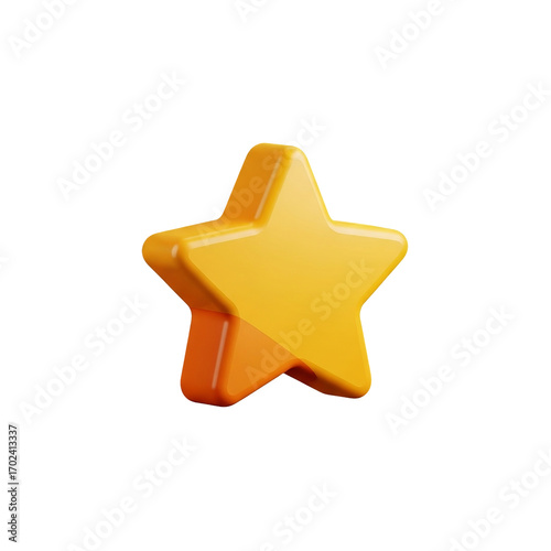 Yellow star icon design element abstract graphic symbol shape shiny illustration rating award success on transparent background