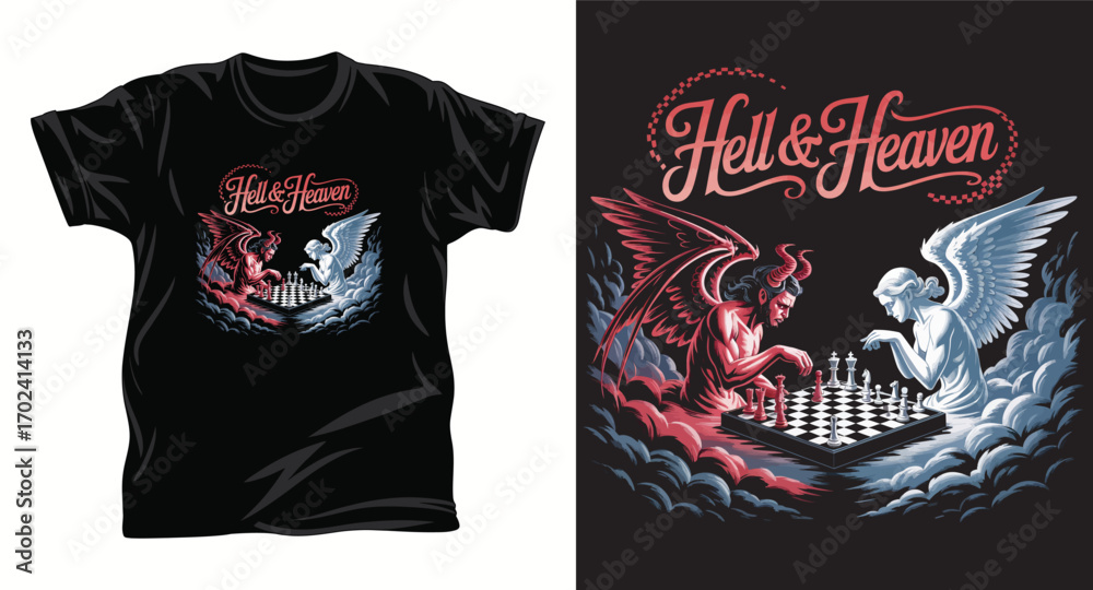 Fototapeta premium Chess graphic vector T shirt design print.