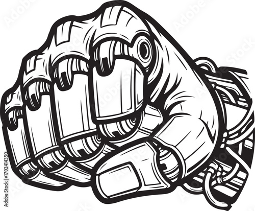 Dynamic Robotic Clenched Fist Illustration