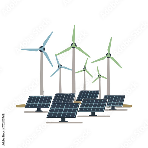 Wind turbine and solar panel for renewable energy