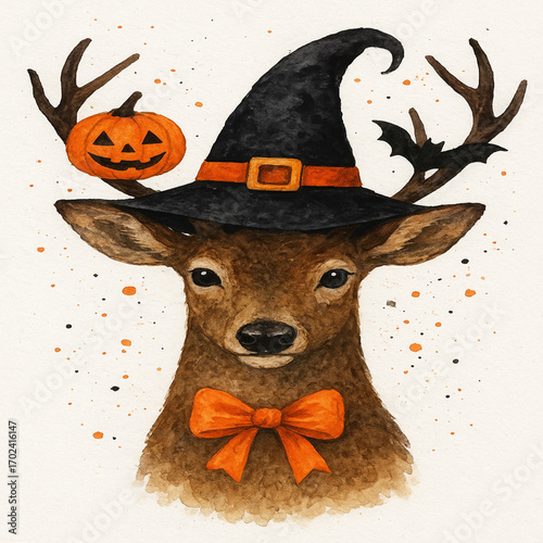 christmas card with reindeer halloween 