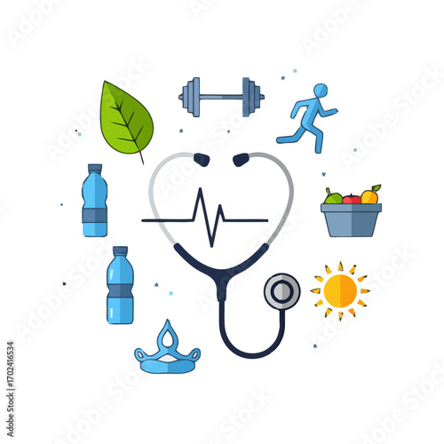 Healthy lifestyle concept with stethoscope