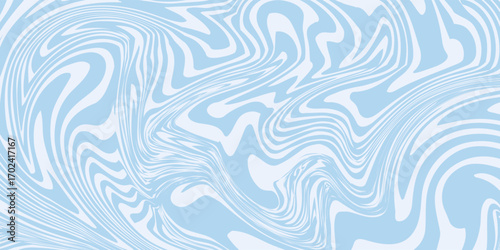 Abstract seamless pattern background with blue and white waves. Trendy vector illustration in retro psychedelic style.
