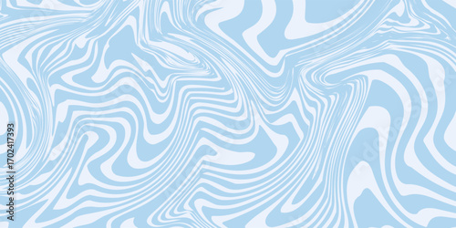 Abstract seamless pattern background with blue and white waves. Trendy vector illustration in retro psychedelic style.