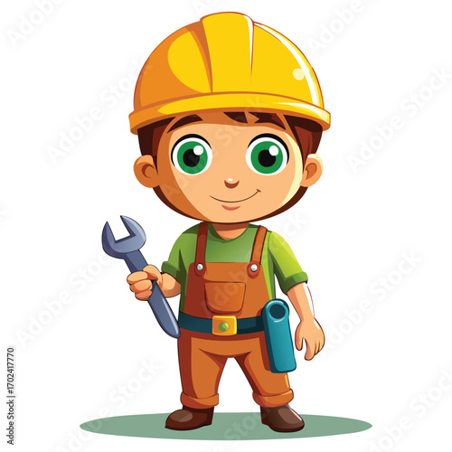 Cartoon Mechanic Character Illustration