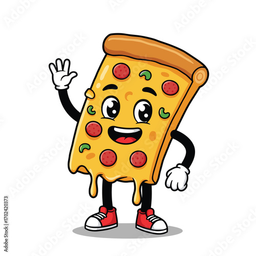 a vector of a cute cartoon pizza